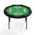 thumbnail image 1 of Yeshouse Mesa de póker plegable de 120 cm - Mesa de casino redonda para 8 personas con portavasos integrados, riel acolchado y superficie de juego lisa para noches de juego en casa y fiestas, 1 of 7