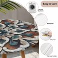 thumbnail image 3 of Brown Teal Boho Round Tablecloth for 55-60 Inch Tables, Fitted Table Cover with Elastic Edge, Ethnic Rustic Abstract Flowers Waterproof Outdoor Table Cloth Protector for Patio Garden Dinner Picnic, 3 of 9