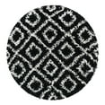 thumbnail image 3 of Unique Loom Trellis Shag Collection Area Rug - Ruth (3' 3" Round Black and White/Ivory), 3 of 10