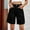 Black, variant on Royisotas Loose Women Shorts Summer Casual Denim Bermuda Shorts Pocket Wide Leg Button High Waist Solid Color Shorts