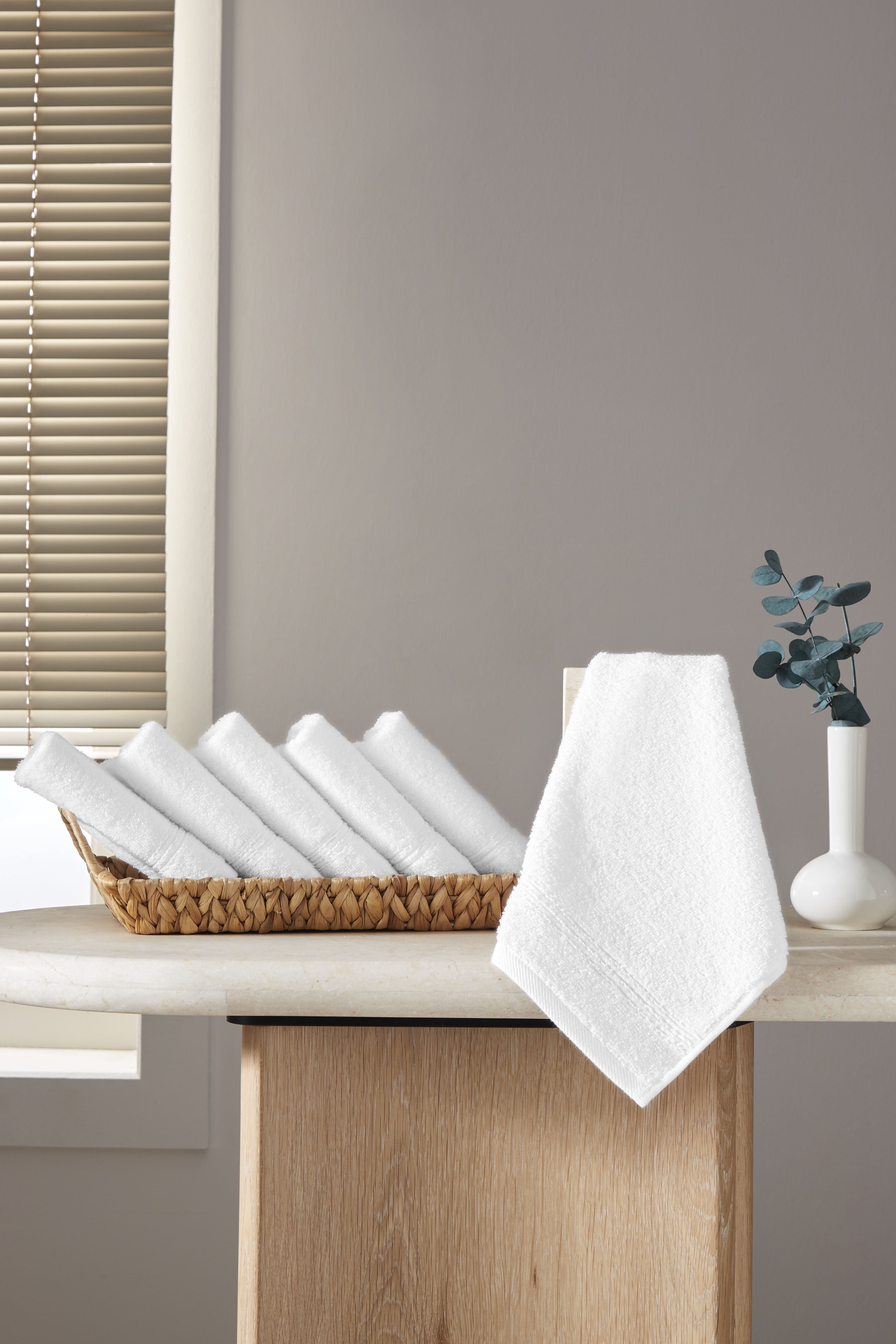 Ozdilek 6-Piece Washcloth Set, 13x13" 100% Turkish Cotton, Lightweight & Quick-Dry, Breathable Face Towels, Soft & Durable Wash Cloths for Daily Use, Gym, Travel, Bright White