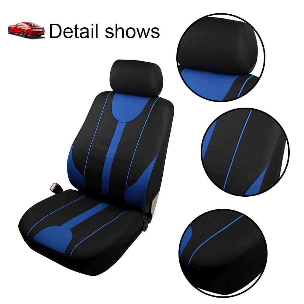 100% Breathable Polyester Stretchy Auto Seat Cover for Most Cars ECCPP Universal Car Seat Cover W/Steering Wheel Cover Black/Gray 
