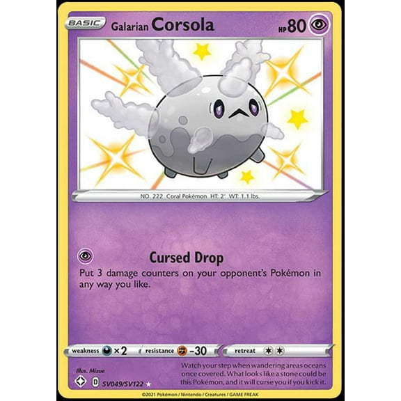 Pokemon Shining Fates Shiny Rare Galarian Corsola SV049