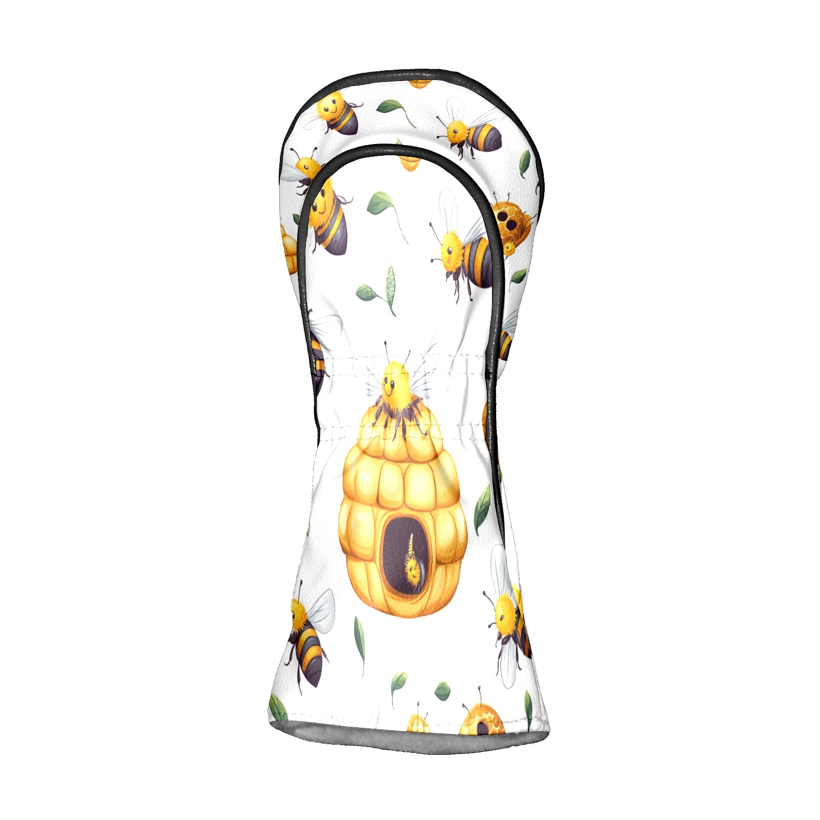 Golf Head Covers Bee Nesting Design for Driver, Wood & Hybrid, Premium Waterproof PU Leather with Plush Lining, Nature Inspired Golf Gifts