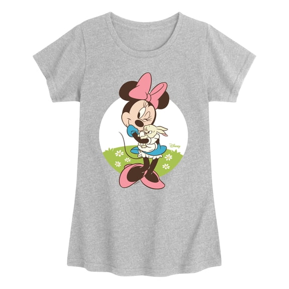 Disney - Minnie Bunny Character Art - Youth Girls Fitted Short Sleeve T-Shirt