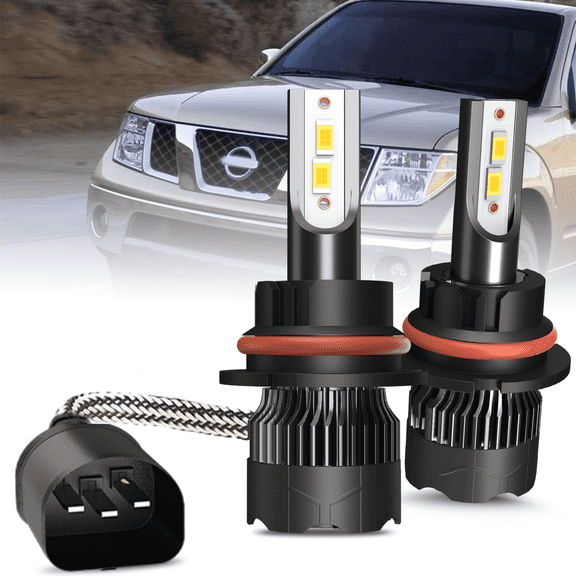Upgraded LED Headlight Bulbs for Nissan Frontier 2001-2010 2011 2012 2013 2014 2015 2016 2017 2018 2019 2020 2021 2022, 9007/HB5 High Low Beam, 6000K White, 500% Brightness