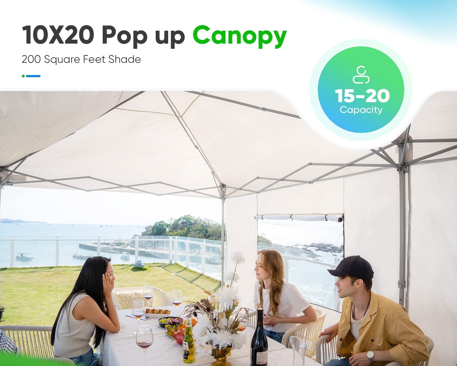 Quictent 10x20 ft Portable EZ Pop-Up Canopy Tent with Easy Set-up