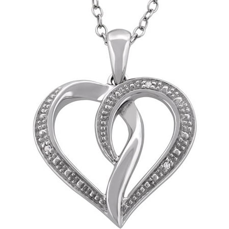 Diamond Accent Sterling Silver Open Heart Pendant, 18