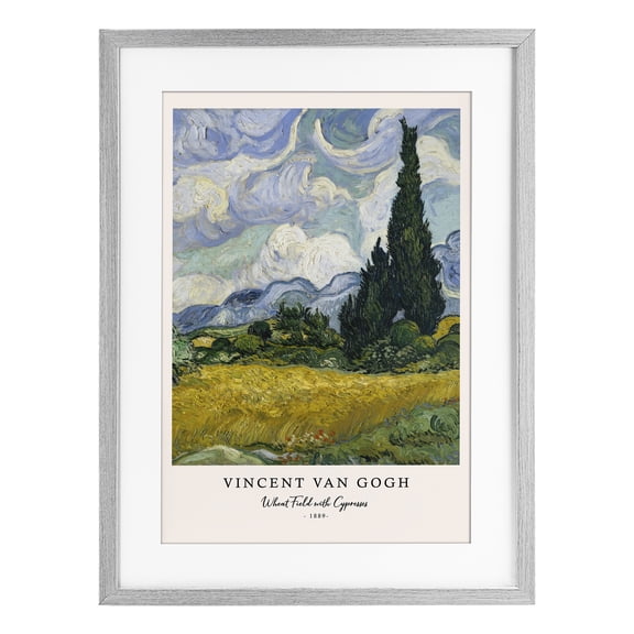 Stupell Industries Classic Wheat Fields with Cypresses Gray Framed Print Under Glass, design by Vintage Hustle
