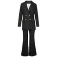 thumbnail image 3 of Womens 2 Piece Outfits Casual Business Blazer with Pants Suits Double-Breasted Long Sleeve Jacket and Flared Pants, 3 of 5