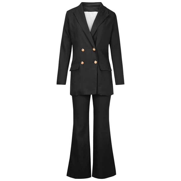 Women Suit Set 2 Pieces Pant Suits Notched Lapel Double Breasted Blazer and  Pants Set for Office Work Elegant Lady Suits : : Clothing, Shoes