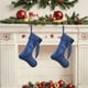 thumbnail image 1 of Media navideña de terciopelo | Calcetín navideño de terciopelo con nudo y cuerda decorativa con copos de nieve y estrellas | 15,75 x 7,48 pulgadas, colgante navideño para árbol de Navidad, ideal, 1 of 6