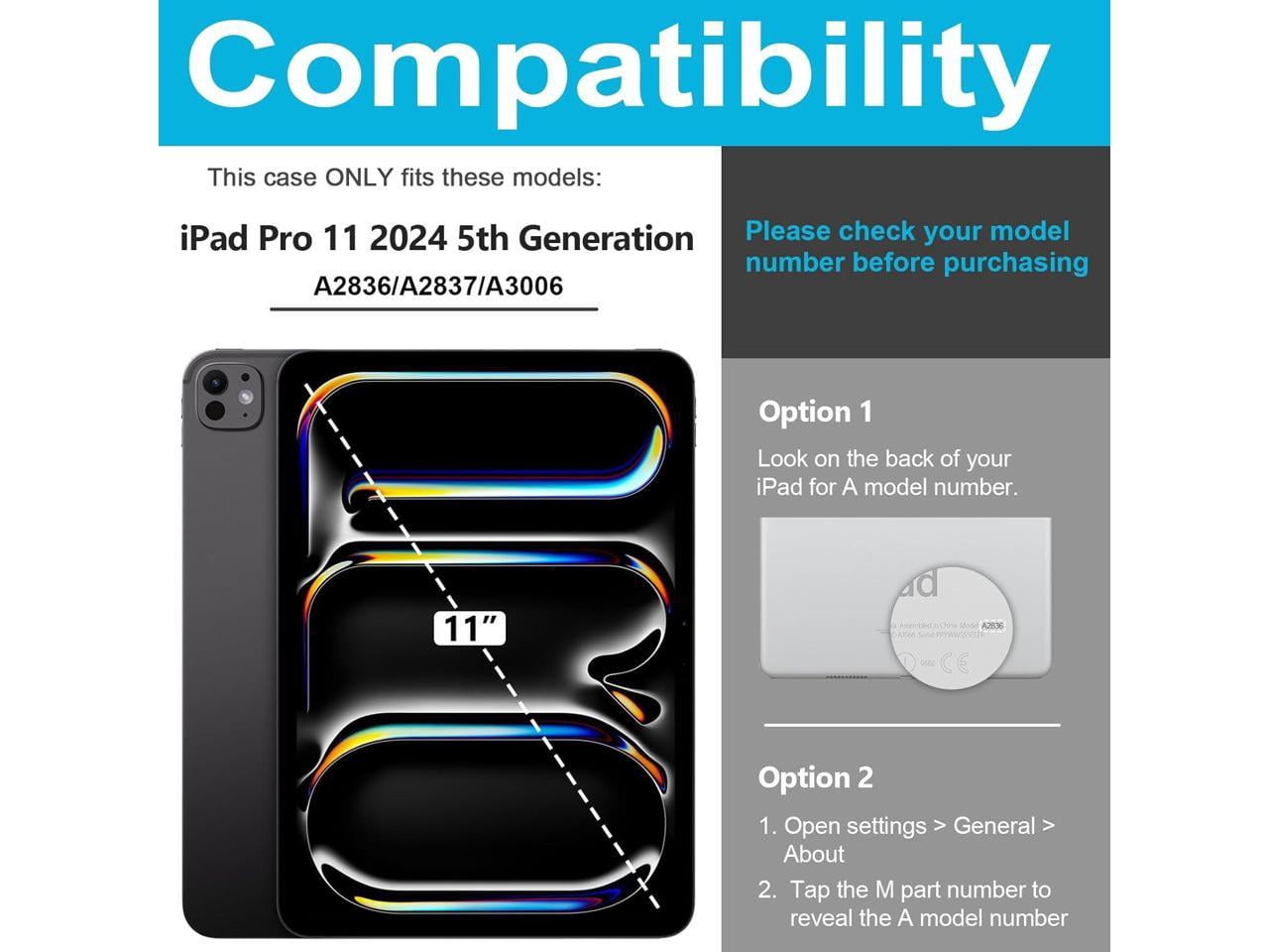 Case for iPad Pro 11 Inch M4 2024 5th Generation A2836/A2837/A3006 with Built-in Screen Protector, 360° Rotating Stand, Adjustable Shoulder Strap, Precise Cutouts, Pencil Holder