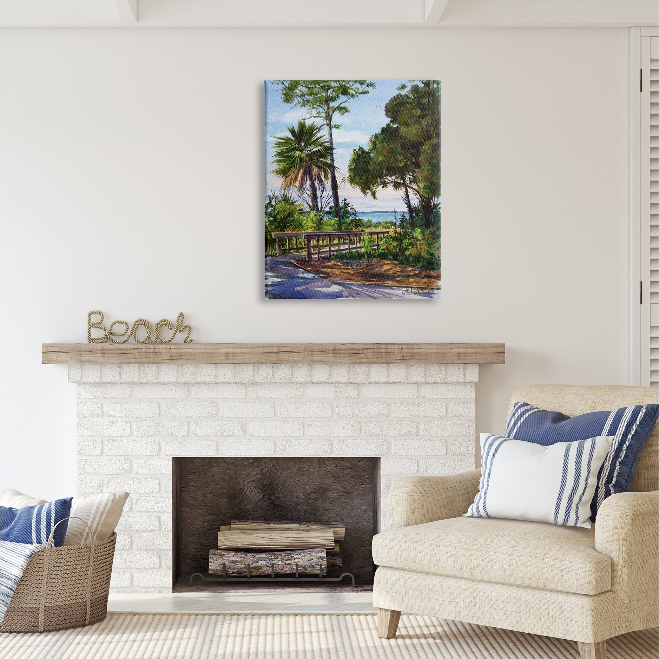 Stupell Industries Tropical Boardwalk Landscape Nature Painting Gallery Wrapped Canvas Print Wall Art, 30 x 40