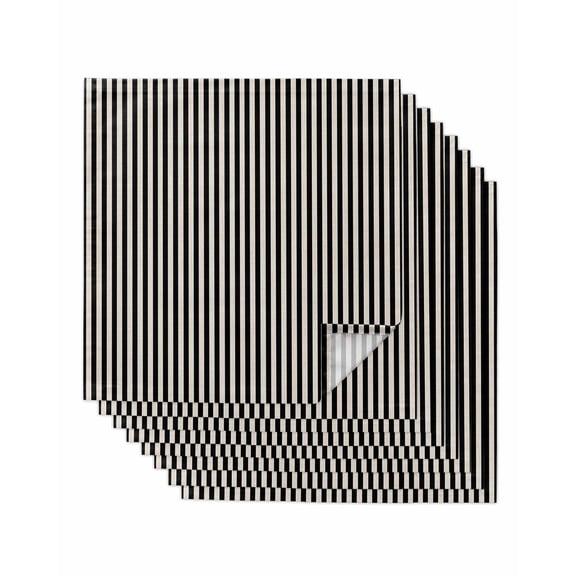 Black Striped Cloth Napkins Set of 8 Reusable Dinner Napkins, Modern Simple Farmhouse Beige Vintage Cocktail Napkin Washable Table Napkins for Wedding/Holiday Party/Baby Shower 20"x20"