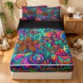 thumbnail image 2 of Manfei Hippie Bear Deer Zipper Twin Comforter Sets with Fitted Sheet and 2 Pillowcases, Tribal Flower Floral Zipper Bedding Set, Red Navy, Black Reversible, 4pcs, 2 of 7