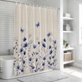 thumbnail image 6 of Purple Floral Butterfly Bathroom Shower Curtains with 12 Hooks Polyester Waterproof Shower Curtain for Stalls and Bathtubs Spring Farmhouse Botanical Beige Decorative Bathroom Curtain 36x72 Inches, 6 of 8