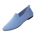 thumbnail image 3 of EKVAHL Women's Knit Slip-On Flats, Pointed-Toe Ballet Shoes, Breathable Lightweight Casual Shoes in Multiple Bright Colors Blue, 3 of 6