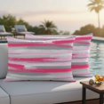 thumbnail image 3 of Lumbar Pillow Covers 20x12 Inch Set of 2, Pink Gray Stripes Waterproof Outdoor Pillow Covers, Watercolor Modern Abstract Minimalist Decorative Cushion Pillowcases for Couch, Sofa, Bed, Garden, Patio, 3 of 9