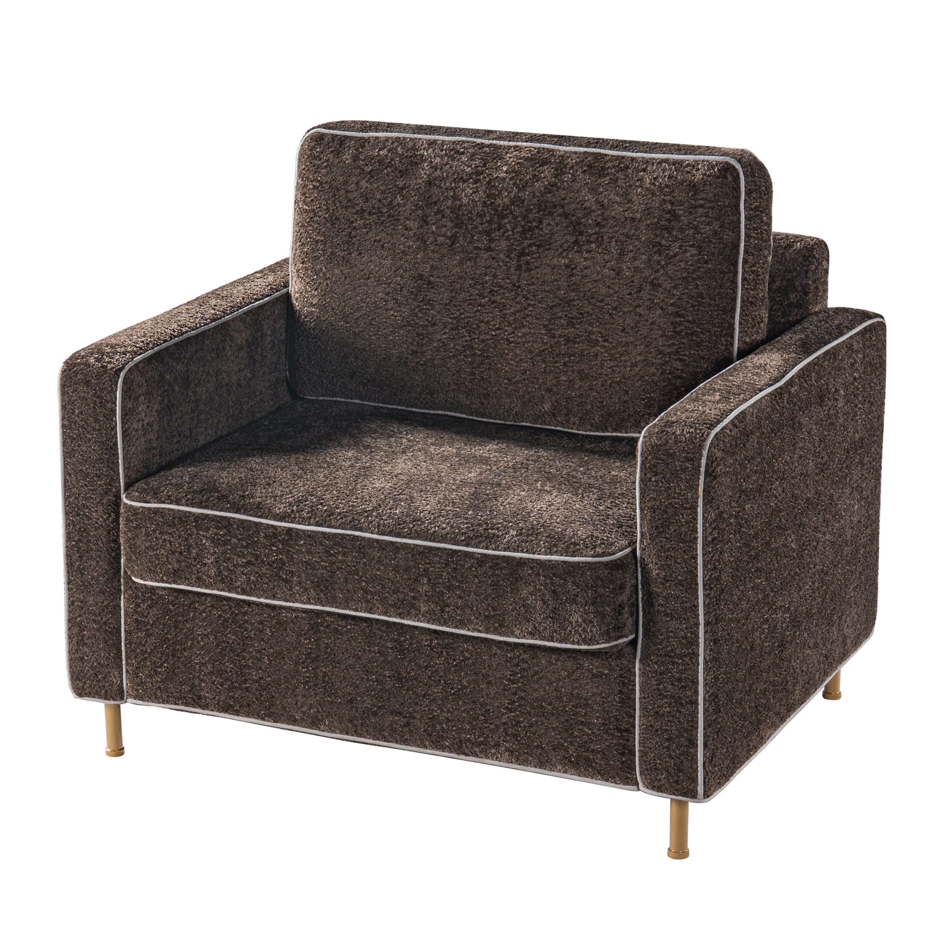 Euroco Modern Accent, Oversized Chenille Upholstered Single Sofa with Deep Seat and Wood Legs, Comfy Reading Armchair for Living Room Bedroom,Dark Brown