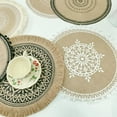 thumbnail image 6 of Round Placemats,Boho Tassels Table Mats 15 Inch Yellow Brown and Cream Cotton Woven Heat Proof Washable Circle Kitchen Placemats for Table Dinner Wedding Home Decoration, 6 of 8