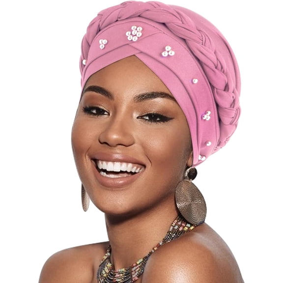 1Pack African Women Turban Caps Pre-Tied Twisted Turbans Head Scarf for Women Hair Wraps Cover Beanie Cancer Chemo Headwear