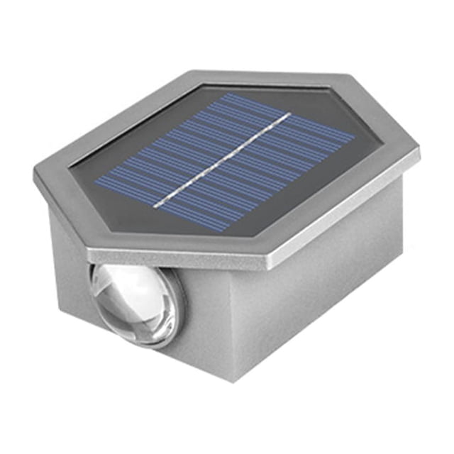 Advancent Lámpara de pared LED impermeable con energía solar: fácil instalación Luz ecológica para exteriores Diseño inalámbrico Iluminación y accesorios HexágonoPlata Hexágono