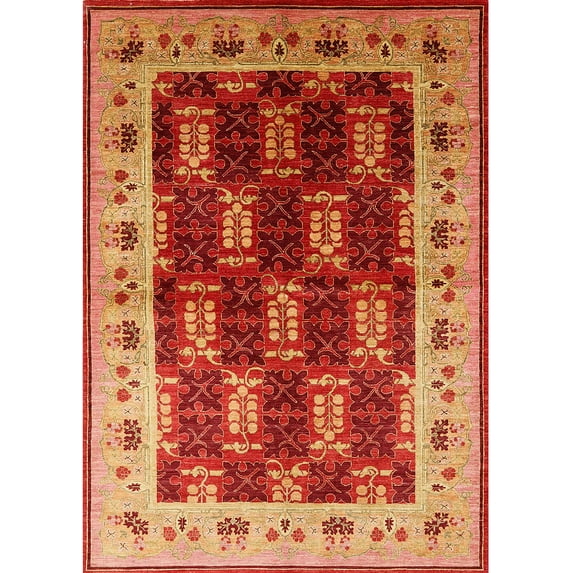 Ahgly Company Indoor Rectangle Mid-Century Modern Orange Oriental Area Rugs, 3' x 5'