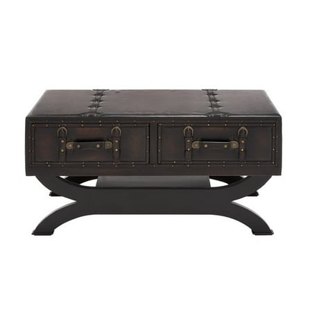 Woodland Imports Cly Wood Leather Coffee Table Woodland Imports Cly Wood Leather Coffee Table