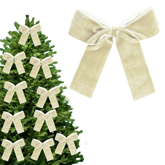 3.34in Beige Velvet Christmas Bow – Mini Tree, Wreath, Garland & Gift Wrap Accent
