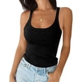 thumbnail image 2 of HSHDLDF Women's Sleeveless Tank Top Form Fitting Scoop Neck Ribbed Knit Basic Cami Shirts, 2 of 6