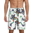thumbnail image 2 of Daiia Dinosaur on Excavator2 Mens Woven Stretch Pajama Short,Short Pajama Pants-Large, 2 of 9