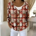 thumbnail image 4 of Women's Fashion Long Sleeve Christmas Snowman Snowflake Print Jacket Cardigan for Holiday Party and Casual Daily Wear,Wine,2XL, 4 of 6