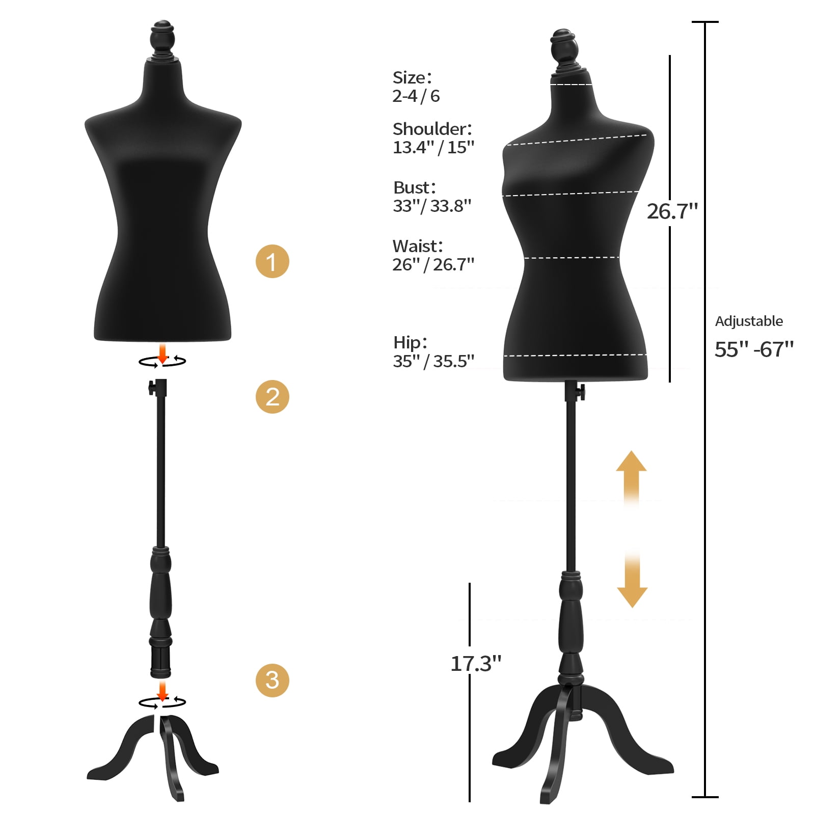Winado White Female Pinnable Mannequin Body Torso with Tripod Base Stand  018512680610 - The Home Depot