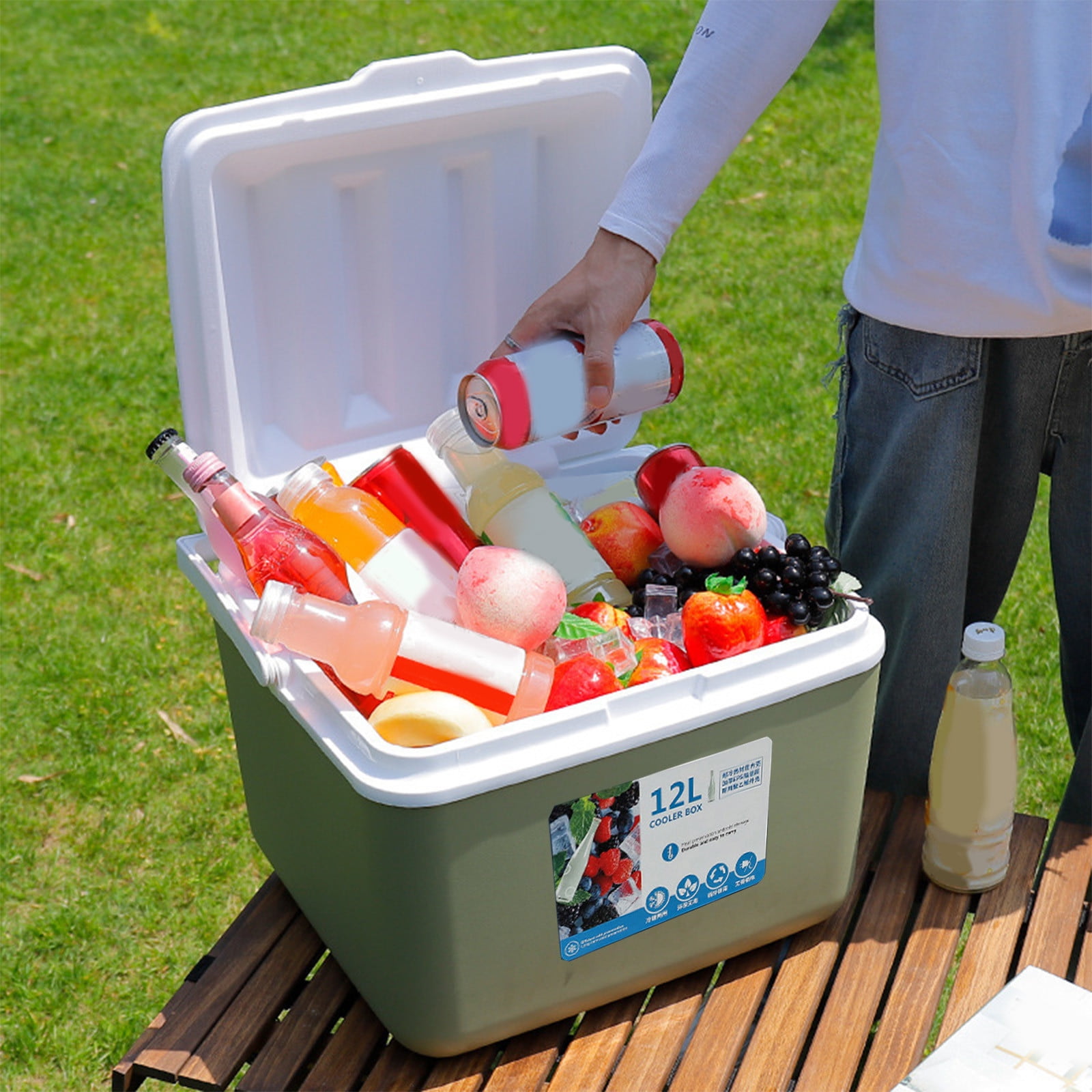 Qholemyo Leak Proof Insulated Cooler With Thermometer Portable Ice Chest For Outdoor Camping Beach Travel Essentials