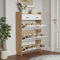 thumbnail image 4 of Jopath Shoe Organizer White +Oak Color Shoe Cabinet With 3 Doors 2 Drawers,Large Space For Storage With 2 Drawers, Shoe Storage Cabinet For Living Room, Hallway, Entryway, 4 of 6