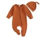 thumbnail image 1 of Odeerbi 0-6 Meses Niños Niñas Algodón Romper Con Sombrero Conjunto Niños Cuello Redondo Manga Larga Mono, 1 of 4