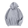 thumbnail image 4 of IROINNID Savings Hoodie for Women Letter Print Round Neck Long Sleeve Casual Hoodie Loose Fit Fall Warm Tops Basic Pullover,Gray, 4 of 5