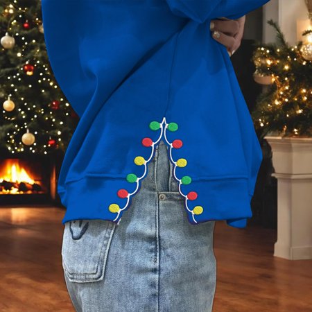 Christmas Lights Split Embroidery Design 6 Sizes, Christmas Machine Embroidery Design, Christmas Lights Appliqué Sweatshirt, Motif/Quilted