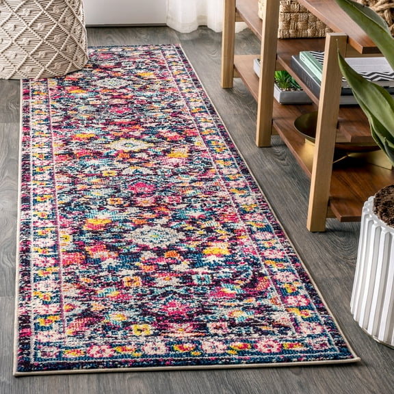 JONATHAN Y MODERN PERSIAN 2 x 8 Runner Rug, Boho Floral - Multi/Purple, MDP200A-28