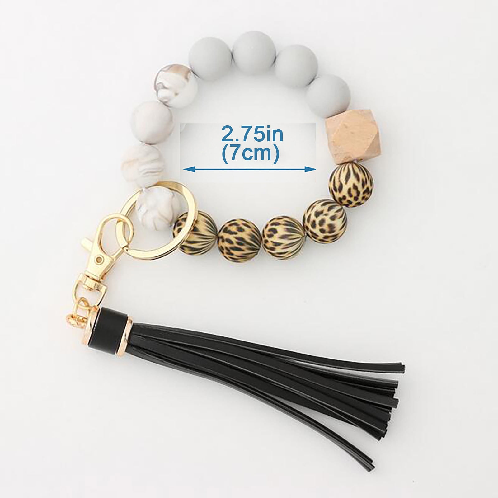 2 Pcs Silicone Bracelet Large Circle Wristband Bracelet Keychain Ring Key  Pendant Accessories for Women Ladies (Light Yellow)