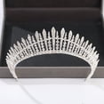 thumbnail image 5 of Corona y Tiara de Color plateado para mujer, accesorios para el cabello, accesorios de boda, corona para novia, Diadema de diamantes de imitación de cristal, 5 of 5