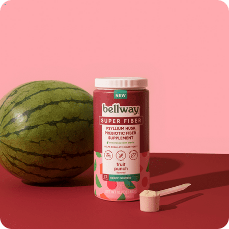 Bellway Psyllium Super Fiber Prebiotic Supplement Powder, Sugar-Free, Fruit Punch, 72 Servings