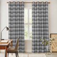 thumbnail image 4 of Geometric Lattice Kitchen Curtains 84 Inch Length, Black Grey Classic Farmhouse Plaid Grommet Top Bedroom Living Room Curtains, Light Filtering Cafe Curtain Drapes 2 Panels Set 84''x84'', 4 of 9