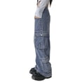 thumbnail image 5 of Liacowi Women Juniors Low Waist Jeans Wide Leg Baggy Cargo Jeans Vintage Grunge Denim Pants Trendy Streetwear, 5 of 9