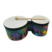 1 Set of Bongo Drum Cartoon Printing Bongo Drum Instruments Percussion Instrument with Drumstick