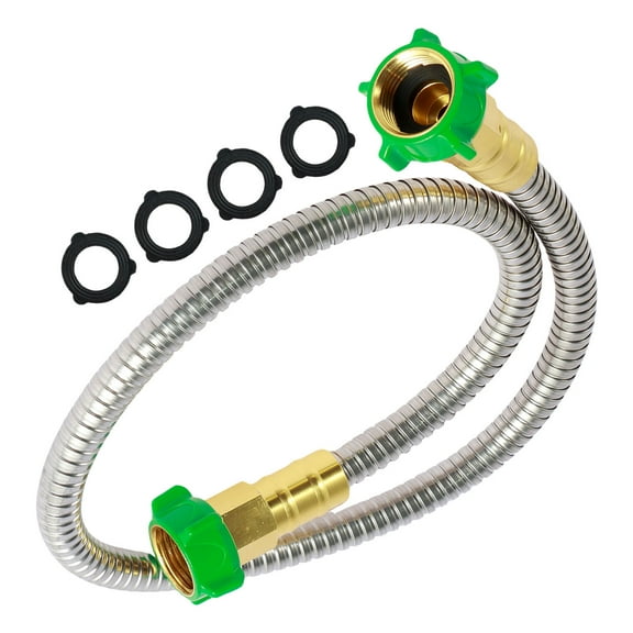 Short Garden Hose 3FT 5FT US 304 Stainless Steel Garden Leader Hose with Female to Female Connector Leakproof Outdoor Flexible Water Hose 435PSI Max for Cleaning Pet Car Wall