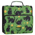 thumbnail image 2 of Haosy 3 Ring Zipper Binder with Shoulder Strap Waterproof Trapper Keeper 2 Inch D-Ring 500 Sheets Capacity, Lucky Black Cat Gold Coin, 2 of 8