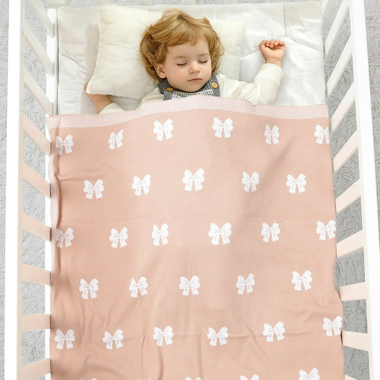 Ularma Blanket Size Medium Baby Bunting Girls Boys Blanket Swaddle Blanket Cute Bow Knit Blanket Air Conditioning Cover Blanket Walmart