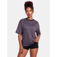 thumbnail image 3 of LMLYSoH Women's Summer T-Shirt Casual Loose Fit Stylish Striped Crew Neck Short Sleeve Drop Shoulder Tops, 3 of 8